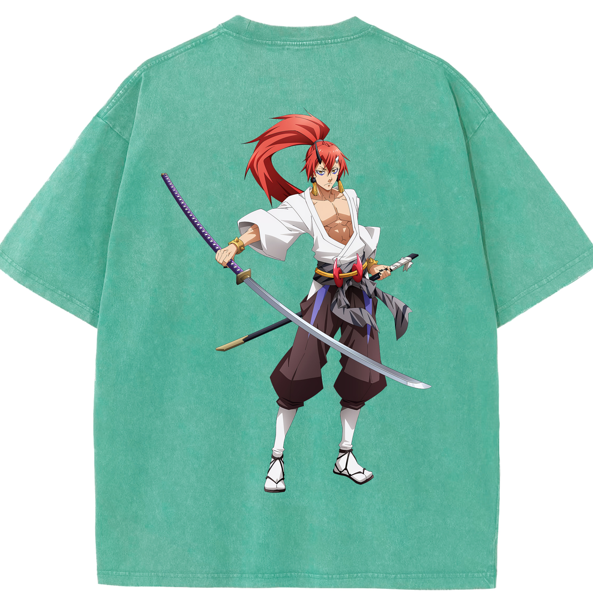 （画像用） 転スラ Regarding Reincarnated to Slime 綿100% ヴィンテージ風 半袖Tシャツ（背面プリント）